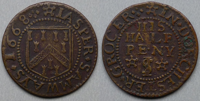 Dorchester, Jasper Samways 1668 halfpenny